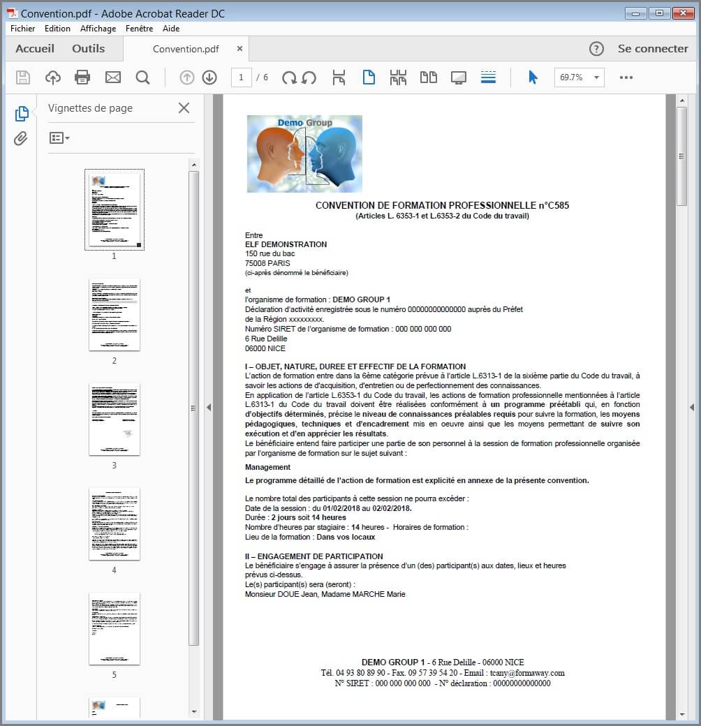 Paramètres - Modèle PDF